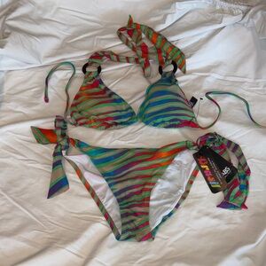 ABS Allen Schwartz Multicolor Striped Bikini